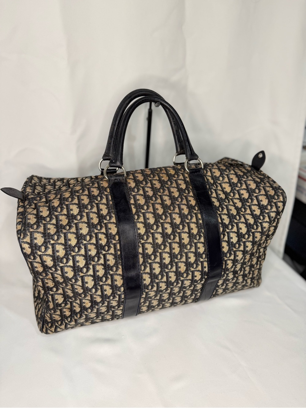 Dior Beige and Navy Trotter Monogram Duffel Bag 45 - Picture 2 of 13